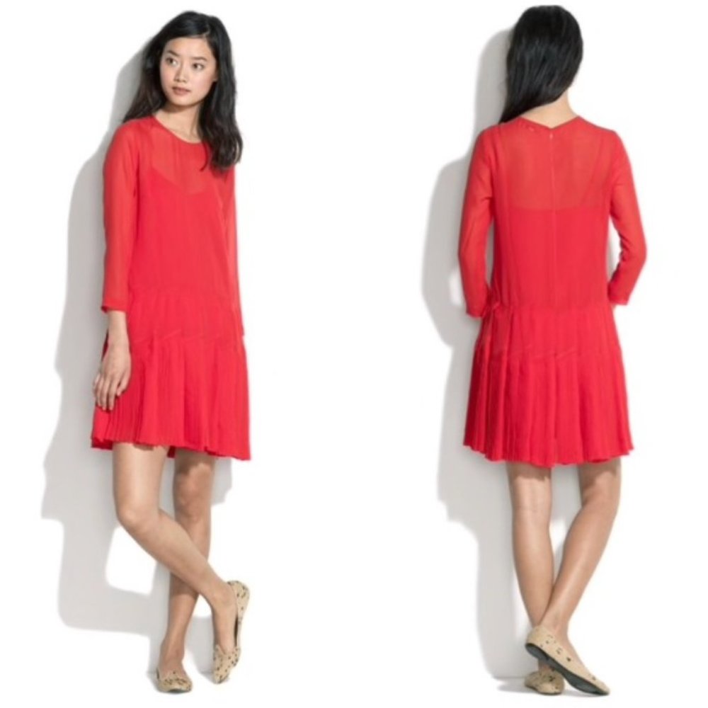 Alexa Chung for Madewell Carine Silk pleated shift dress